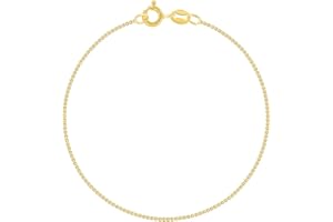 PLANETYS - Cavigliera Argento Sterling 925 Placcato Oro 18K Modello Catenina Veneziana Larghezza: 1 mm