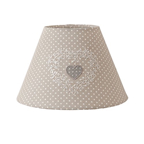 Lampenschirm Clayre & Eef DOTTY HEART beige Shabby Vintage Nostalgie Landhaus