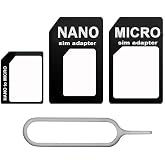 Coverzone Sim Kart D&ouml;n&uuml;şt&uuml;r&uuml;c&uuml; Adapt&ouml;r Seti Nano Micro Standart SIM Kart &Ccedil;evirici Aparat + SIM Kart İğnesi Telefon Tablet Uyu