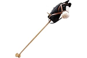 Weduspaty Horse de bâton, Kids Hobby Horse Noir, 39 Tall Halloween Hobby Horse, Rouler sur Un Jouet pour Les Enfants, Sons