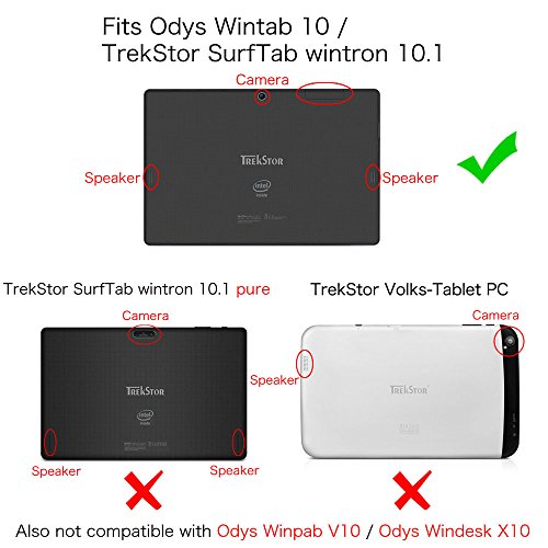 Fintie Odys Wintab 10 / TrekStor SurfTab Wintron 10.1 Hülle Case – Slim Fit Folio Kunstleder Schutzhülle Cover Tasche mit Ständerfunktion und Stylus-Halterung für Odys Wintab 10 25,7 cm (10,1 Zoll) / TrekStor SurfTab Wintron Volks-Tablet 25,6 cm (10,1 Zoll) 99743 99843 Tablet-PC, Rot - 2