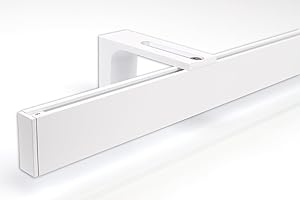 Deco-Raum Gardinenstange auf Maß Innenlauf eckig Wandbefestigung Wandträger mitte Lauf 8,3cm Vorhangstange Flächenvorhang Schiene Innenlaufstange für Vorhänge Weiß 170cm