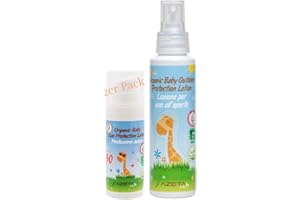 Protection Solaire pour Bébés et Enfants - AZETA bio Crème Solaire | Protection Solaire Bio Bambin Fille Garçon (Solaire 50ml + Anti-Moustique 100ml)