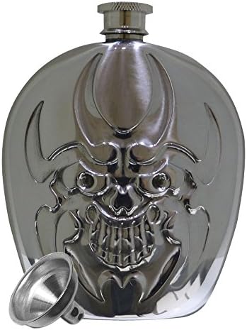JUJOR Stainless Steel Hip Flask 6 oz. Smile Face & Funnel