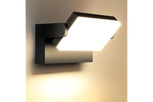ledmo 60W Applique Murale Exterieur/Intérieur 5000Lm Noir Applique Exterieur Led Étanche IP65 3000K Projecteur Exterieur Led avec Panneau LED Pivotant à 360° pour Terrasse Entrée Jardin Garage