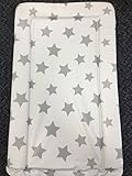 Deluxe unisex bebé impermeable cambiador con bordes doblados - Único Color Blanco con gris diseño de estrellas