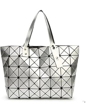 Lalang Frauen Folding Stil Geometrische Diamant Beutel Schulter Beutel Messenger Handtasche Large Bag (Silber)