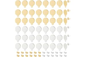 UNICRAFTALE Alrededor de 40 Uds Pendiente de Botón Redondo Plano de 12 mm con Tuerca de Oreja Pendiente de Acero Hipoalergénico con Poste de Pendiente de Bucle
