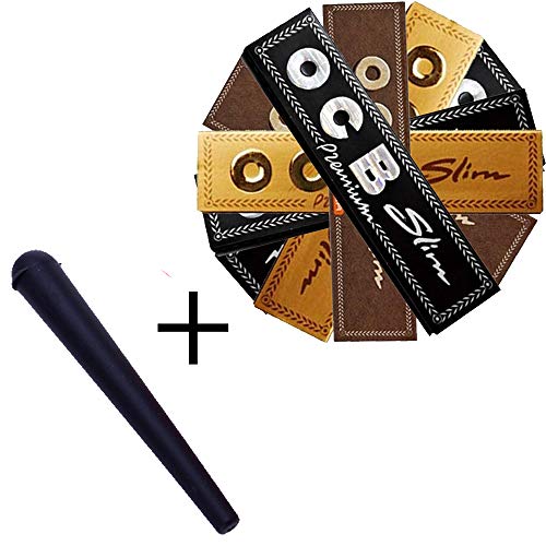 ledermodefashion 5X OCB Mix Virgin + Gold + Black Premium Slim + Jointhülle Tube Papers Hojas