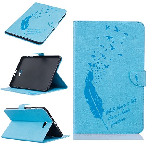 Samsung Galaxy Tab A 10.1" T580 Hülle, COLJOY Samsung Galaxy Tab A 10.1" SM-T580 T585 Kunstledertasche PU Schutzhülle Tasche Leder Brieftasche Hülle Case Cover mit praktischer Ständerfunktion und Auto Sleep / Wake Up Funktion, BF-Hellblau