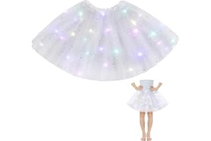AYBUY Tutu świecąca spódnica LED dla dziewczynki, brokatowa spódnica do tańca baletowego w gwiazdy, tiulowa spódnica ze światłami, podświetlana spódnica do tańca LED, na przyjęcie urodzinowe Boże