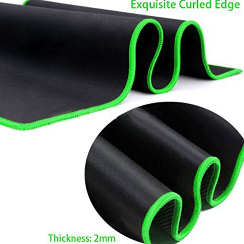 Anti-Rutsch Computer Gummi Mousepad Mousemat Gaming Mäuse Mauspads Matte für PC Laptop – Schwarz mit Grün-Rand, 300 * 700 * 2mm - 5