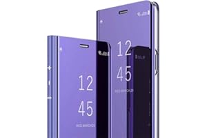COTDINFOR iPhone 11 Custodia Placcatura Specchio Clear View Standing Cover Slim Mirror Flip Portafoglio Antiurto Case con Funzione Stand per iPhone 11 6.1 inch Mirror PU Purple MX.