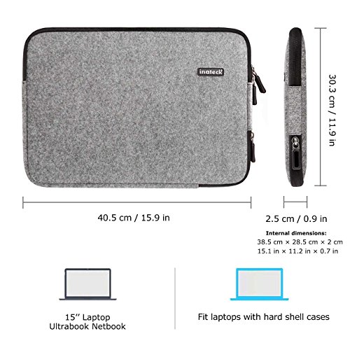 Inateck 15,4“ Filz-Sleeve für Laptops 15“ (MacBook Pro Retina Lenovo ThinkPad Dell Inspiron) Laptop-Schutzhülle, Notebookhülle Laptop-Tasche - 4