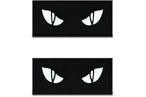 ZCKETO Reflective Japanese Manga Anime Eyes Fun Patch Embroidered with Velcro Appliques for Clothing Bags Backpack Uniform Vest Dog Harness Helmet Military Tactical Pack of 2