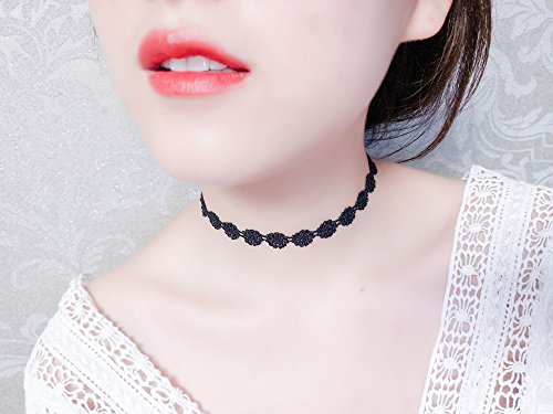 Shining Diva Fashion Jewellery Stylish Party Wear Black Lace 7 pc Combo Choker Necklace Set for Women and Girls(cmb227)