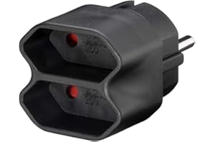 CABLEPELADO Adattatore a doppia presa europea | splitter presa di corrente | connettore europeo | tipo F CEE 7/7 | 250 V AC 50 Hz | Corrente di uscita 2,5 A | Potenza di uscita 1100 W | PVC | nero