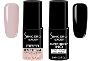 ‎SINCERO SALON Sincero Salon- Fiberglass Gel Base Natural Skin und Top Coat Gel Super Shiny INO - Unterlack und Überlack - UV Gel Nagellack - Gel Nägel für Maniküre -Schutz vor Kratzern -Nagelhärter -Gel Nail Polish