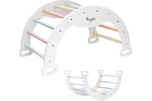 Family Nation, Arco Montessoriano Cotton Candy, Arrampicata e Dondolo, per Bambini da 1 Anno di Età, Sviluppo di Equilibrio e Agilità, Solida Struttura in Legno, Colori Atossici, 45x80x50 cm
