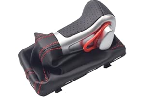 KAKULKOMEN Automatic Gear Shift Knob with Gaiter for A=UDI A4 B8 A5 Q5 2006 2007 2008 2009 2010 2011 2012 2013 (Hole Red Line)