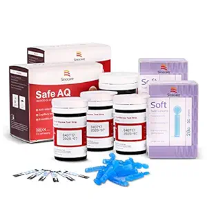 Sinocare PTS(USA) Diabete Blood Glucose Test Strips x 100 & Diabetes Lancets x 100, Safe AQ Codefree Test Strips, Blood Sugar Test Strips for Safe AQ Smart/Voice Only