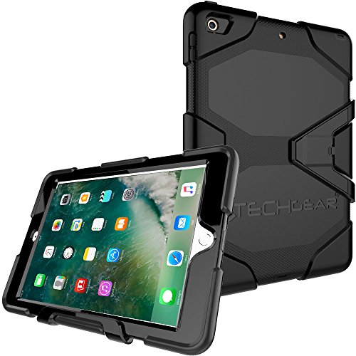 TECHGEAR® G-SHOCK Koffer für das neue Apple iPad (2017 / 5th Gen) 9.7 - Starke robuste HEAVY DUTY Armour Shock Proof Lange Überlebensschutzabdeckung mit abnehmbarem Stand - Schule, Kids, Bauunternehmer Fall