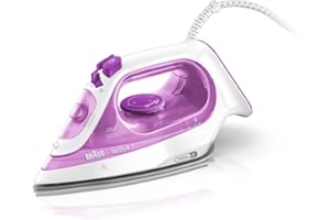 Braun Hogar Plancha ropa vapor Texstyle, 2300 W, suela bidireccional 3D SuperCeramic, déposito de 270 ml, Frambuesa, Púrpura, 140 gr/min