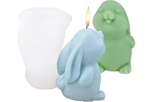 OTKARXUS Easter Rabbit Candle Moulds,1PC Lovely 3D Bunny Silicone Moulds,Epoxy Resin Mold for Candle Making, Handmade Soap Gift Craft Ornaments Home Decoration (Rabbit Mould)