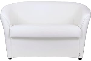 Totò Piccinni Divano POZZETTO 2 posti Alta QUALITA' Made in Italy A.76xL.123xP.67cm (Ecopelle Bianco)