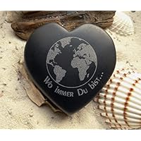 Herz Talisman Globus Basalt Gravur