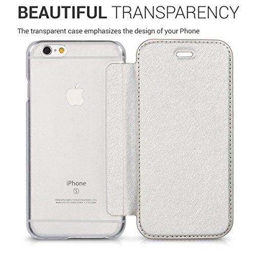 kwmobile Funda para Apple iPhone 6 6S - Carcasa Protectora con Tapa Tipo Libro para m vil - Case Plata Transparente reviews kwmobile Funda para Apple iPhone 6 6S - Carcasa Protectora con Tapa Tipo Libro para m vil - Case Plata Transparente
