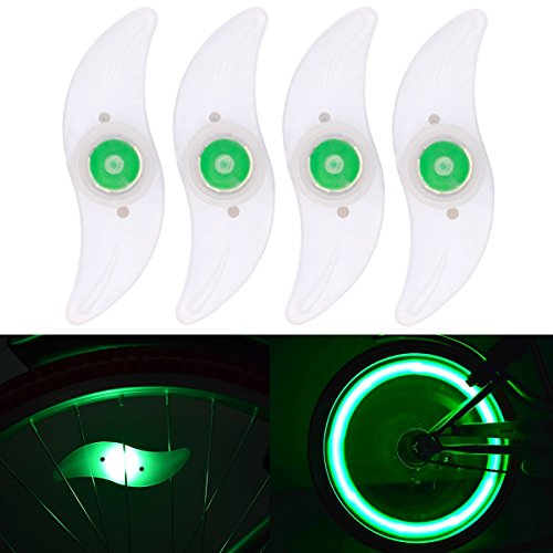 Riao-Tech 4er Set Fahrrad Speichenlicht Fahrradreflektoren, LED Speichenleuchten mit 3 Leuchtmodi (Grün)