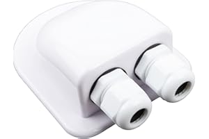 ANMAS BOX Solar Double Cable Entry Gland IP68, Waterproof Solar Photovoltaic Plastic Bracket Curved Cable Connector ABS, Dual Cable Entry Housing for Solar Panels of RV, Caravan Boat White