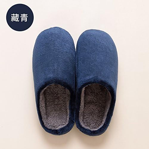DogHaccd Slippers,Cotton slippers female soft thick Japanese winter stay wooden floor anti-slip Men's Winter indoor simple cotton slippers couples,Dark Blue40-41
