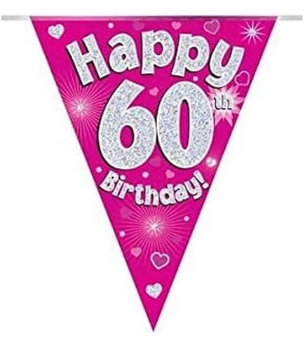 6 Stück Pinke Latex-Ballons '60th Birthday' | 27 Cm Durchmesser | Mit Glitzer | Für Luft Oder Helium