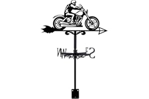 SUPERDANT Motorcycle Weather Vane Retro Motorbike Boy Weathervanes for Roof Motorcycle Wind Vanes Metal Weathervanes Wind Direction Indicators Weathercock Harden Stake for Sheds Yard Farmhouse
