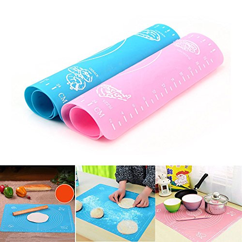 Silikon Matte, Silikon Ausrollmatte mit Maßeinheiten Backmatte ,Große Teigmatte für Ihre Pizza, Teig, Fondant, Pasteten (50 * 40 cm) – Blau - 7