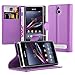 Produktbild Sony Xperia E1 Hülle in VIOLETT von Cadorabo - Handyhülle mit Kartenfach und Standfunktion für Sony Xperia E1 Case Cover Schutzhülle Etui Tasche Book Klapp Style in MANGAN VIOLETT