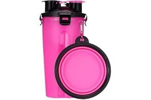 ULALAZA Pet Water Bottle, Portable Travel Dog Food Container and Dog Water Bottle 2 in 1 Leak Proof Cup with 2 Collapsible Dog Bowls for Outdoor Walking Travelling Hiking Camping