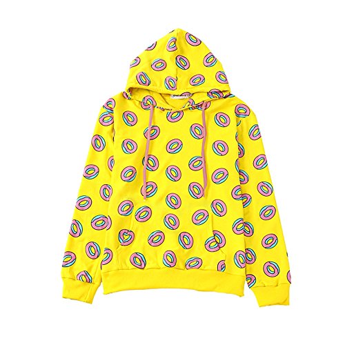 AILIENT Femme Sweats à Capuche Mode Donuts Impression Manches Longues Décontractée Pullover Hooded Sweatshirt Tops