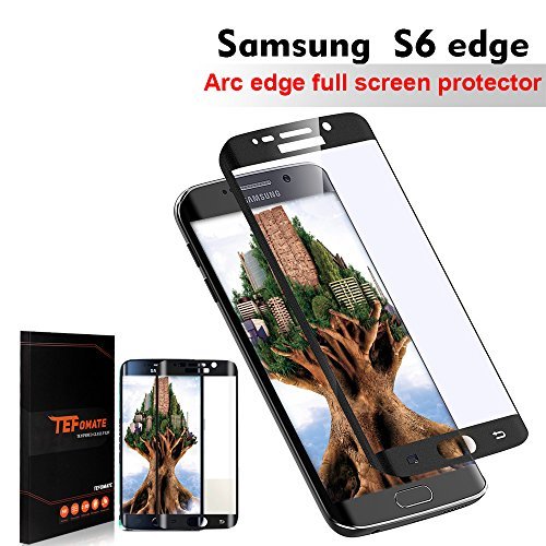 TEFOMATE Galaxy S6 Edge Protector de Pantalla, Vidrio Templado Protector de Pantalla Completa Full Glass Screen Protector para Samsung Galaxy S6 Edge 5.1" [Curvado 3D] [Black]