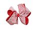 PrettyBoutique 5 Inches Girls Large Grosgrain Hair Bow Alligator Clip (Red Gingham)