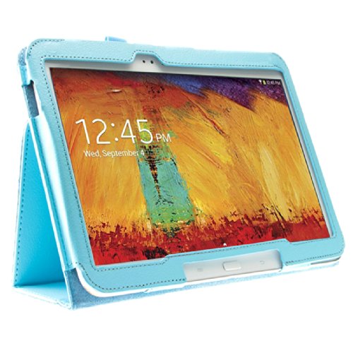 SVS – 3in1 LUXUS SET Note 10.1 2014 Edition + Folie + Pen Samsung Galaxy SM P600 P605 Tasche Hülle Etui Tab 3 10.1 (Hellblau) - 3