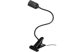 AKYNITE Black Clip on Light Bulb Holder E27 with Plug, Flexible Clamp Grow Light with 1.25m Cable and Switch, E26 Lamp Holder Clamp Screw Fitting, E27 Desk Lamp Clip on Bed (No Bulb)