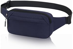 QINLOV Sac Banane Homme Femme Sac à la Taille Ceinture de Course Sacoche Banane Etanche Réglable pour Cyclisme Gym Balade Escalade Voyage Randonnée Vacances (Bleu)