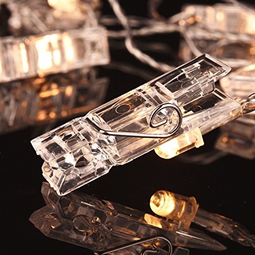 Clip Fotoanzeige Draht 3 Meter 20 LED Lichterkette 3 x AA Batterie Präsentiert Klare Kabel für Desktop-Dekoration (warmweiß) - 3