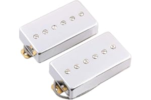 LYWS Humbucker Sized P90 Single Coil Pickup Alnico V Bridge & Neck Guitar Pickup Set (Chrome)