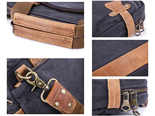 Gootium 50412 High Density Canvas Genuine Leather Laptop Bag Aktentasche - 3