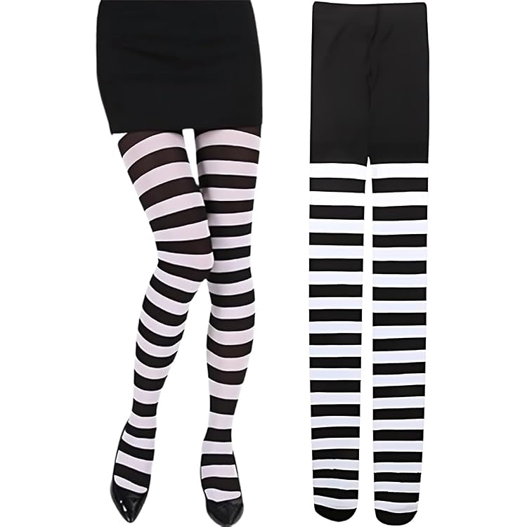 Collants à Rayures Noir Et Jaune Pour Déguisement Sorcière - Taille Unique, 100% Polyester - Halloween/Carnaval