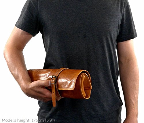Gusti Leder nature “Jace“ Werkzeugtasche Werkzeugrolltasche Werkzeugmappe Werkzeuge Rolltasche Malutensilien Hülle Ledertasche Näh und Strickzubehör Tasche Ziegenleder Vintage Braun A121b - 2